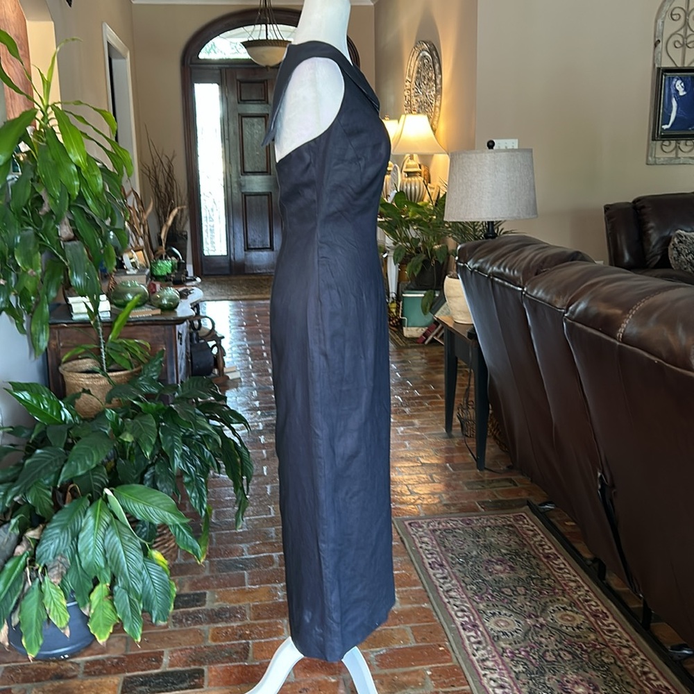 Maggie London NWT Linen Halter Sailor collar maxi dress size 8 - Picture 4 of 13